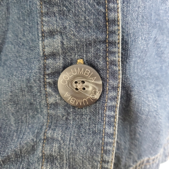 Columbia Womens Denim Jacket Size L Blue Utility Y2K Workwear Outerwear Normcore - Picture 11 of 14